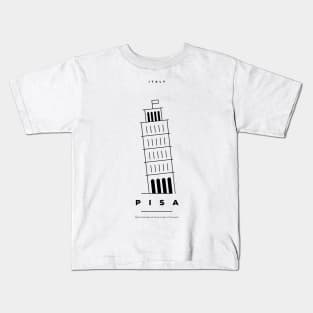 Pisa Minimal Black Line Design Kids T-Shirt